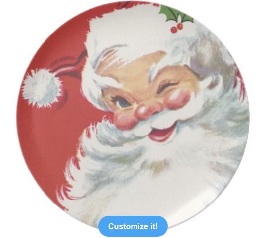 Vintage Christmas Santa Plate